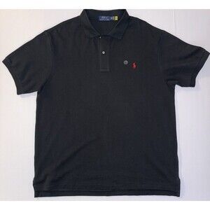 Polo Ralph Lauren Mens 1XB Cotton Polo Shirt Black Red Pony Cotton Knit Golf PRL